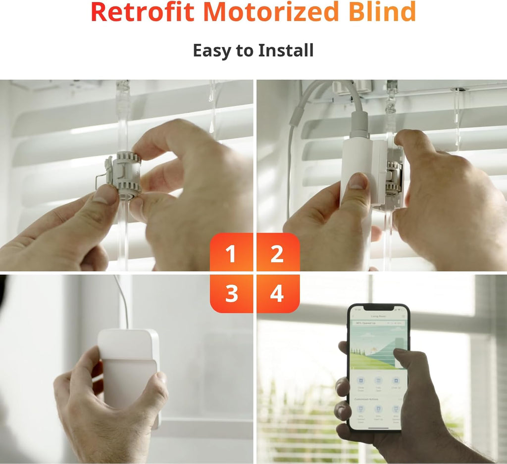SwitchBot Smart Electric Motorized Blinds Kit with Hub Mini Matter-2.4G WiFi Remote Control, Solar Powered, Compatible with Alexa, Google Home and Siri, Light Sensing Control, Unlimited Group Control