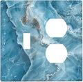 Decorative Outlet Covers Abstract Watercolor Blue Marble Texture 2 Gang Light Switch Cover Plate Single Toggle Duplex Wall Plates for Electrical Outlets Switch Plate Covers for Home Decor