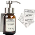 Hand Soap Dispenser,8.5 Oz Wall Mounted Shampoo and Conditioner Dispenser and Stainless Steel Bracket for with Waterproof Labels and Leakproof Pump(Silver Mount)