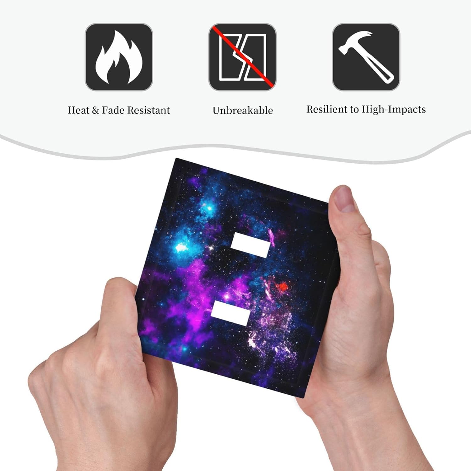 Outer Space Colorful Starry Sky Galaxy Planet Decorative Switch Plates 2 Gang Double Toggle Outlet Light Switch Cover Wall Plate Electrical Faceplate for Bed Room Living Room Decor