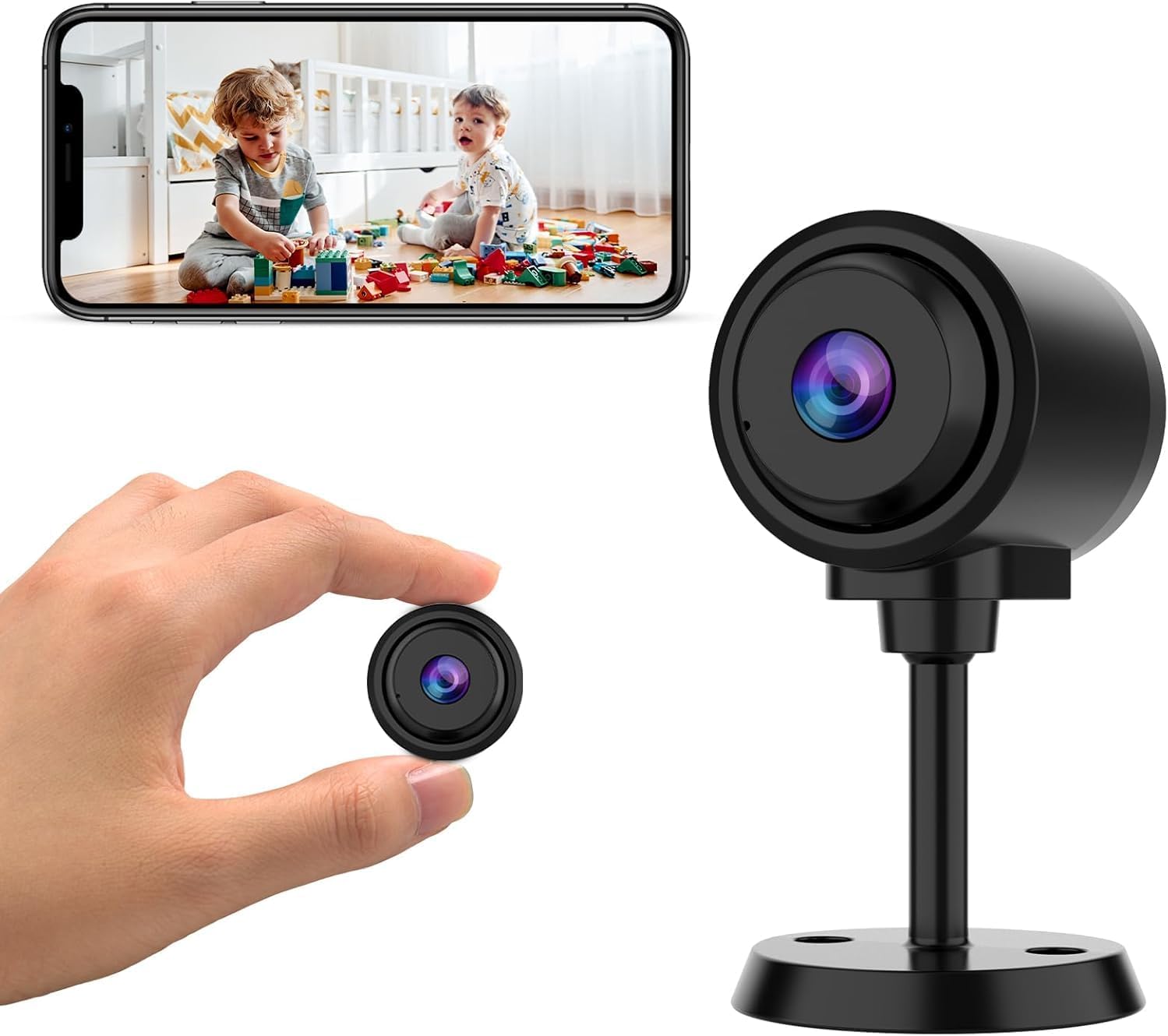 VSTARCAM Tiny Camera for Home Security 1Pcs, 2.4GHz WiFi Portable Battery Operated with IR Night Vision, Human Detection, 136° Wide Angle, Baby Monitor Small Motion Activated Camera
