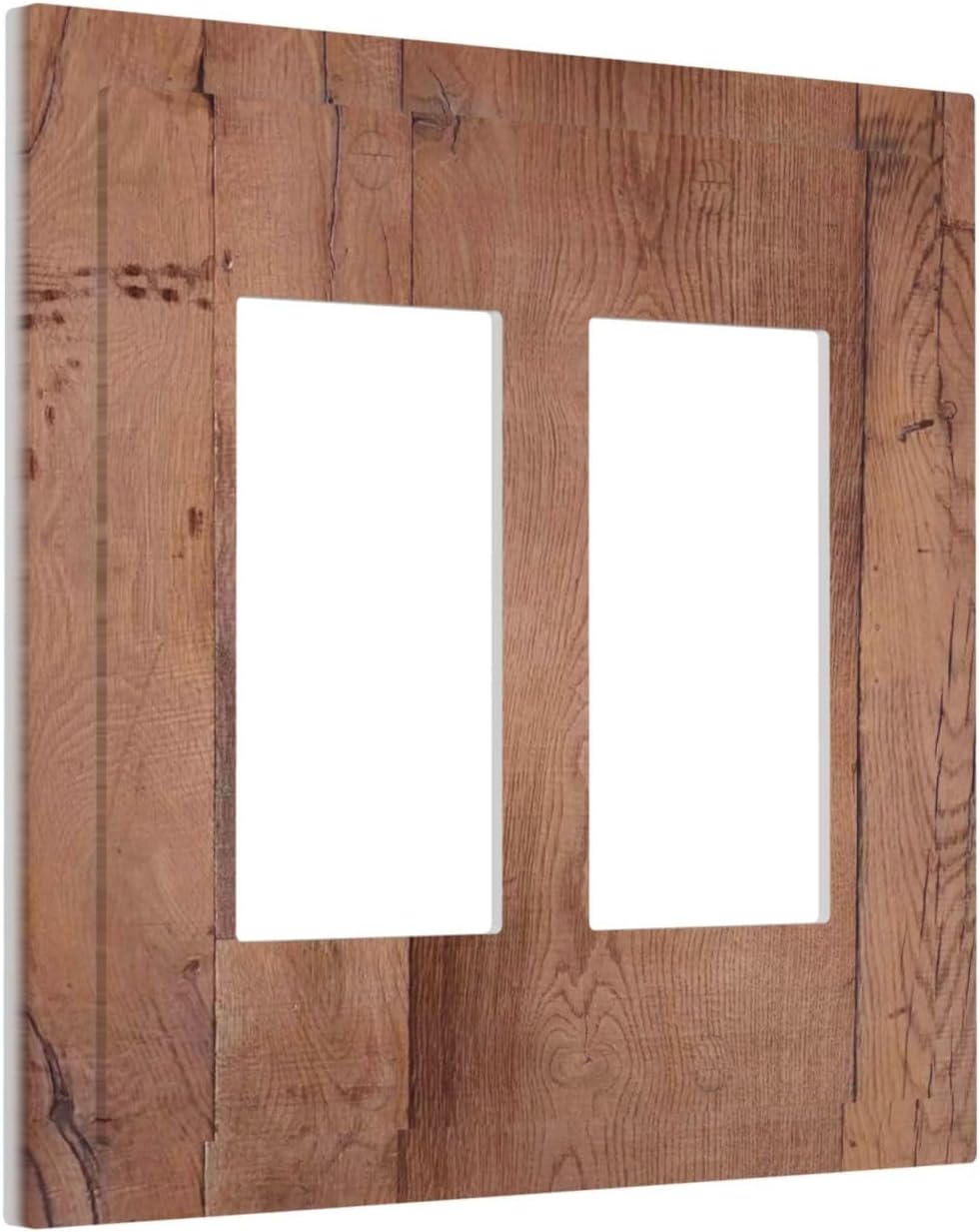 Rustic Brown Dark Wood Texture Printing Decorative Outlet Covers 2 Gang Double Gfci Rocker Electrical Wall Panels Light Switch Cover Plate For Farmhouse Cabin Decor