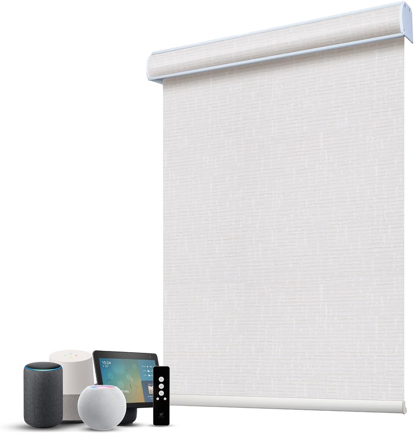 SmartWings Motorized 100% Blackout Shades Blinds, Custom Size, Cordless Window Shades with Rechargeable Battery, Works with Matter/Apple HomeKit, Alexa, Thread/Zigbee, Remote Optional, Safar White