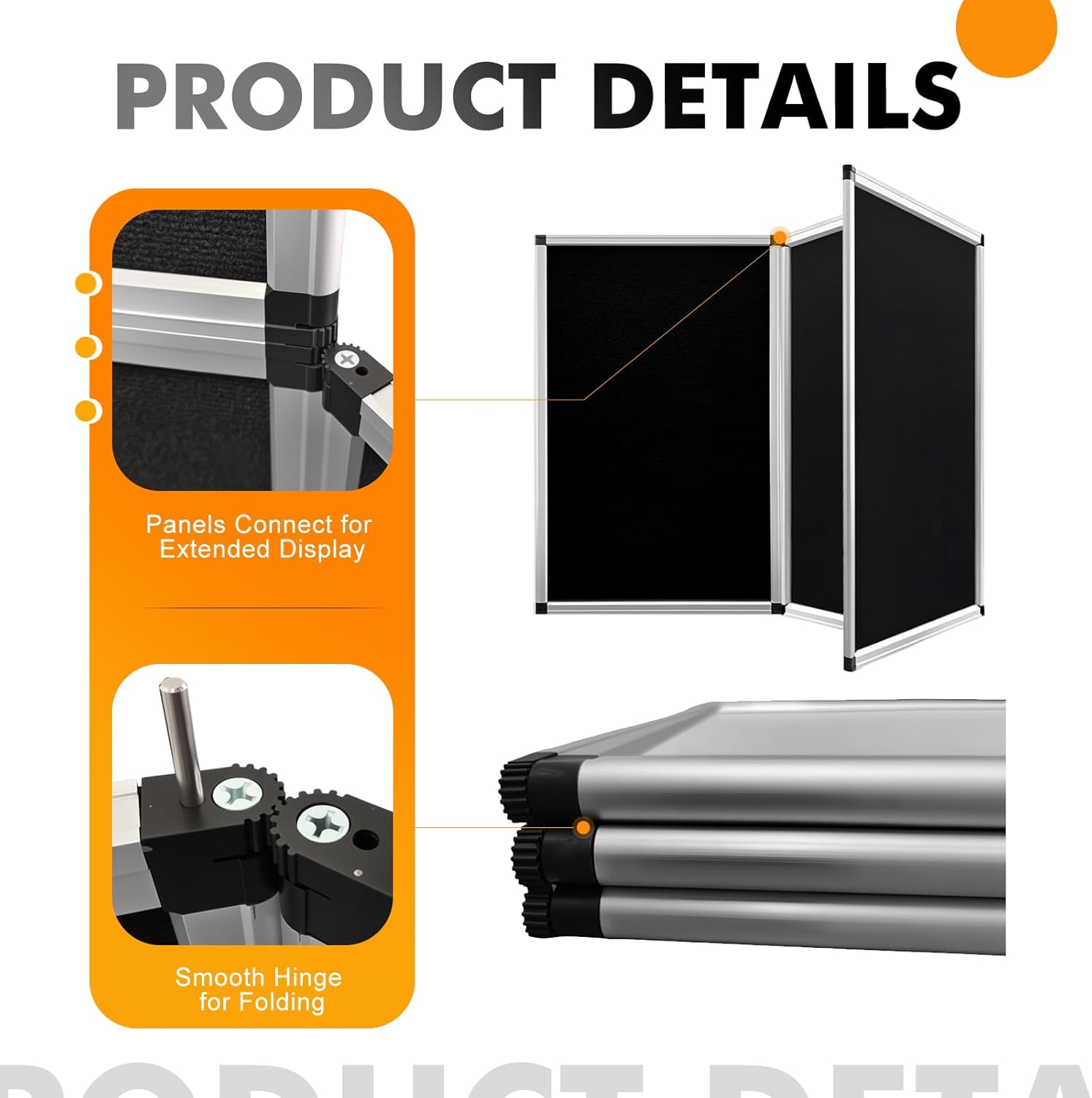 3+1 Panel Double-Sided Black Trifold Display Board with Storage Bag, 72 x 35.4 in Folding Tabletop Trifold Poster Board for School Projects, Vendor Events, Science Fairs