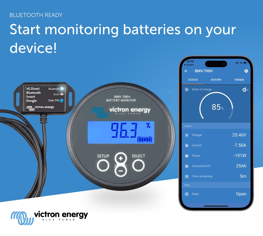 Victron Energy BMV-700H Battery Monitor with Shunt & Display - 60-385 VDC - Grey