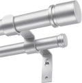 Double Curtain Rod 72 to 144 Inch, HOTOZON 1 Inch Heavy Duty Curtain Rods for Windows, Telescoping Double Drapery Rod with Simple Cap Finials, Silver