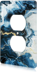 Art Light Switch Covers Luxurious Blue and Gold Marble Acrylic Switch Light Cover Decorative Outlet Covers Wall Plate Single Toggle Wall Plate Cover Wall Plate 1 Gang Rocker Outlet Wall Plate