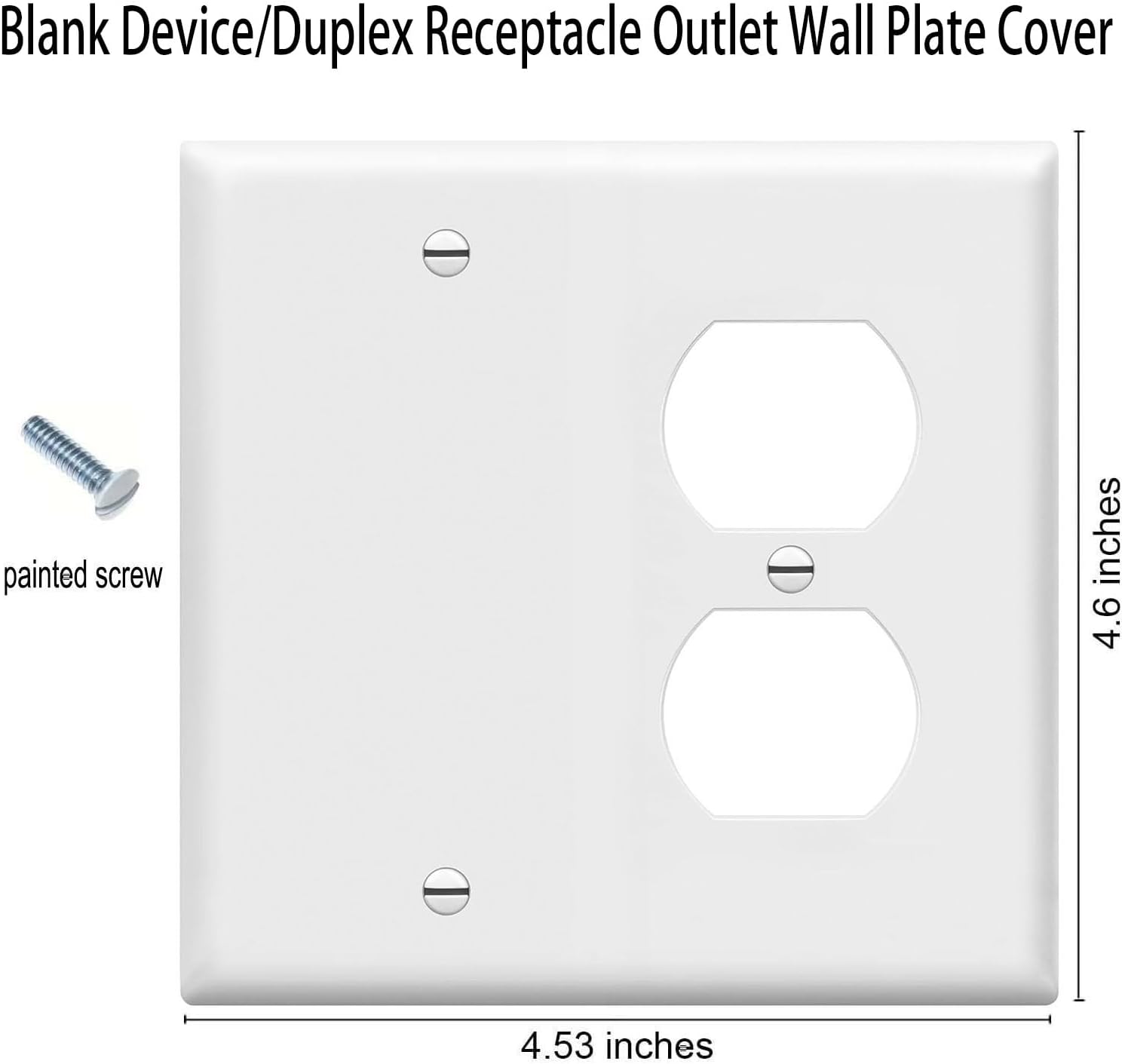 Duplex Receptacle Outlet/Blank Device Wall Plates 2-Gang Switch Electrical Cover Plate Unbreakable Thermoplastic Faceplate for Light Receptacle Outlet Switch, White (10 Pack)