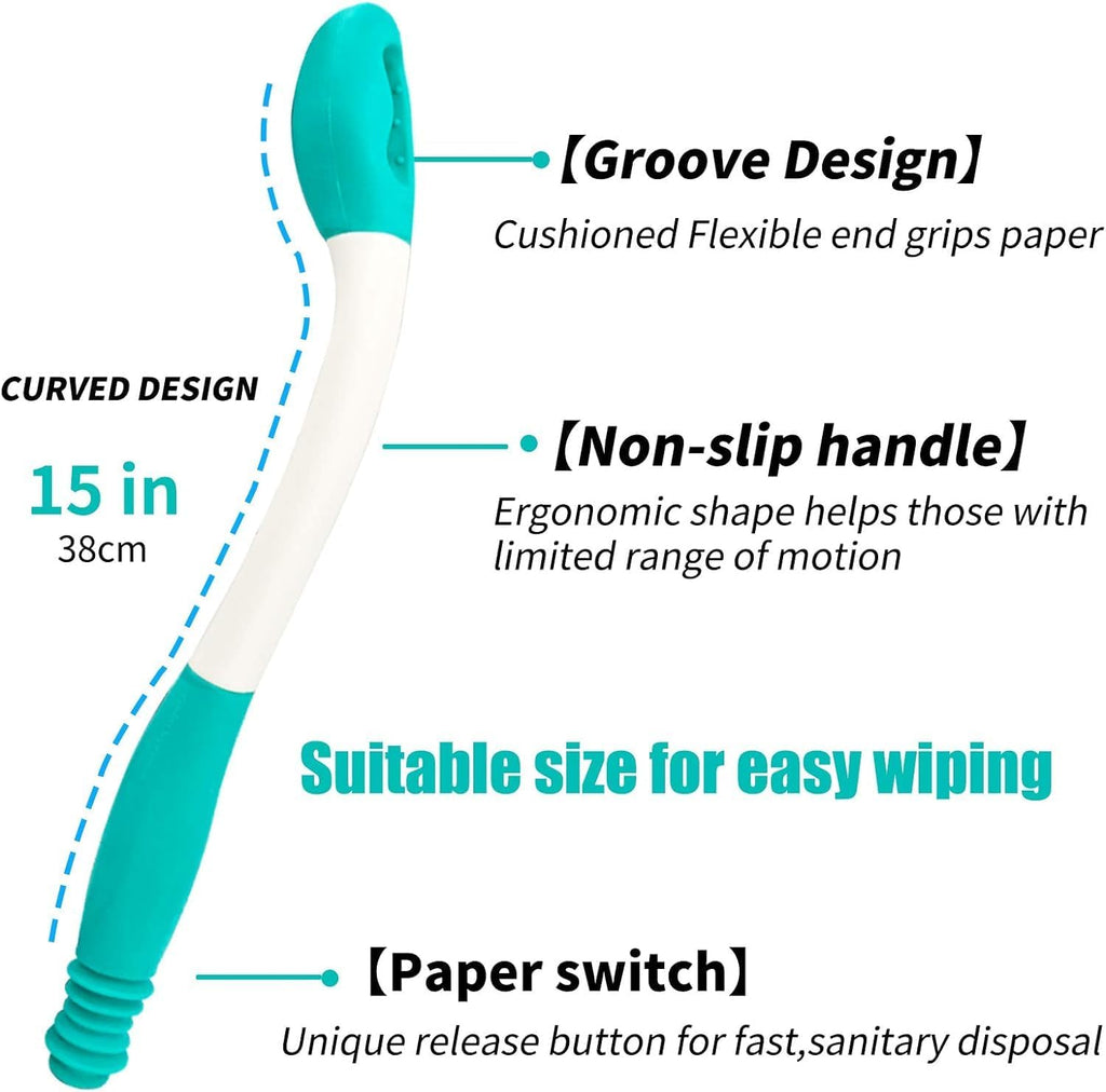 15" Long Reach Comfort Butt Wiper Tools,Wiping Wand Toilet Aid for Wiping,Handicap Assistance for Bottom, Personal Hygiene,Seniors,Surgery Recovery Handicap Accessories for Daily Living