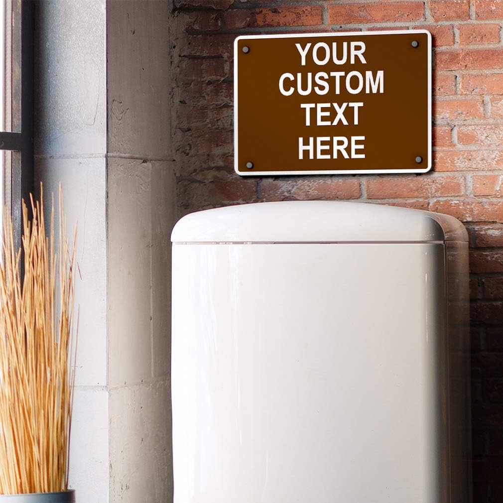 Aluminum Weatherproof Metal Sign Multiple Sizes Custom Personalized Text Here Brown White Recreational Horizontal Street Signs 14x10Inches