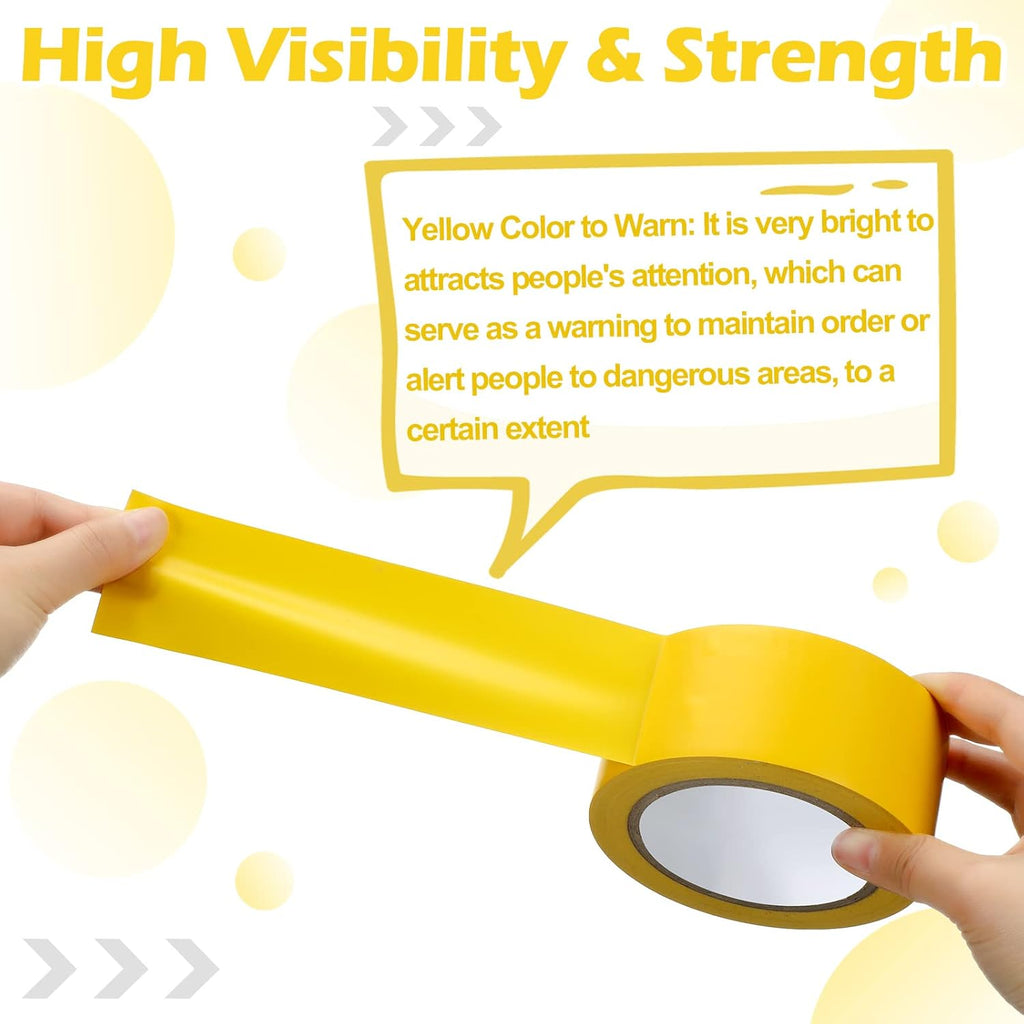 Outus Floor Marking Tapes 2" Width 100' Length Yellow Durable Non Abrasive Tough Floor Tape for Social Distancing, Gyms, Athletics, School, Restaurants, Equipment, Heavy Foot Traffic(3 Rolls)