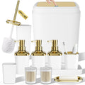 Bathroom Accessory Set, 11PC Bathroom Set, White Bathroom Accessories, Bathroom Accessories Set with Trash Can, 3PC Soap Dispensers and Toilet Brush