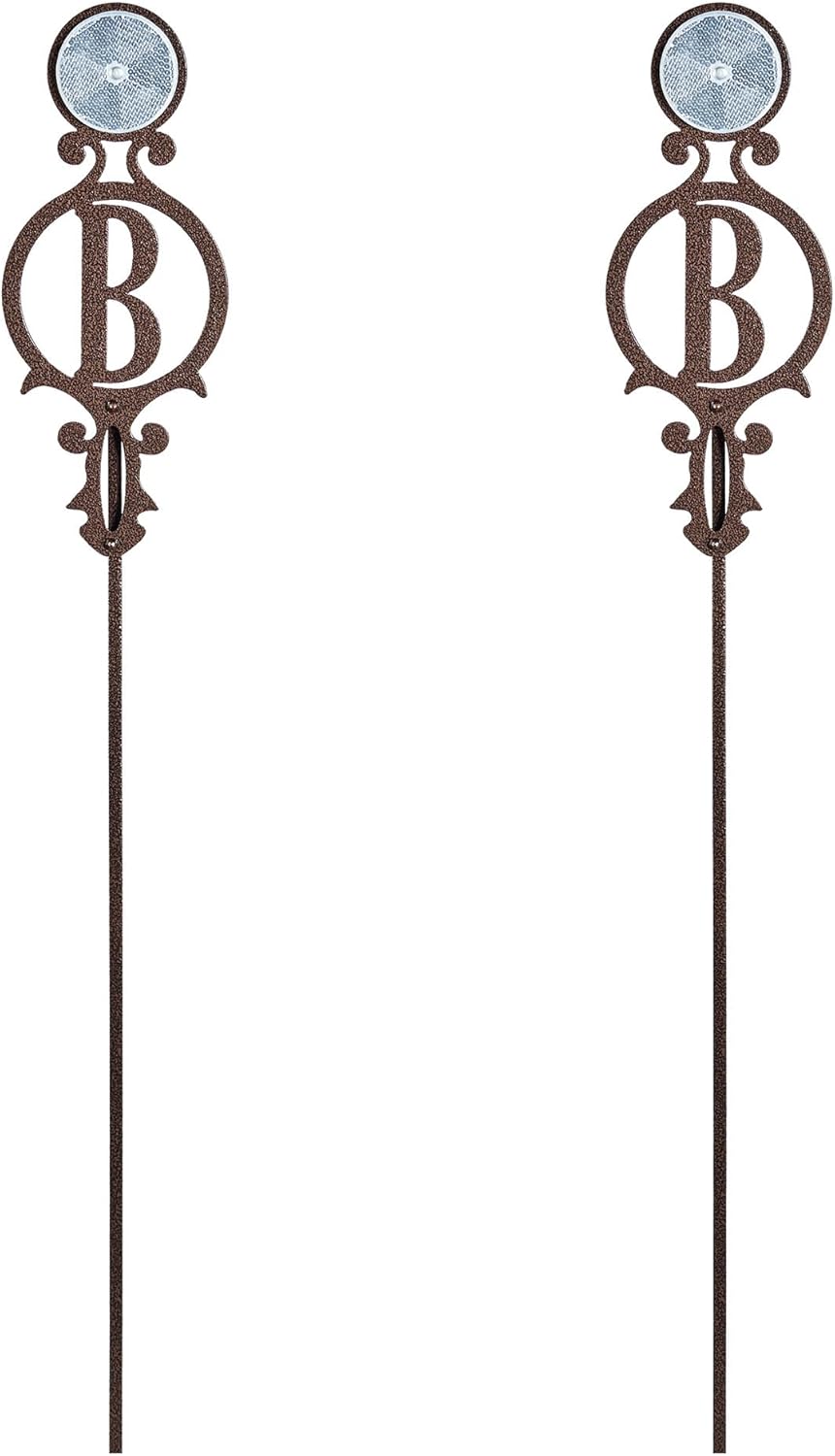 Touch of Class Pathways Reflective Driveway Marker Stake Set of Two for Outdoor Use | Custom Monogram Initial Design | Personalized Tall Reflector Set of 2 | Weathered Bronze Durable Finish