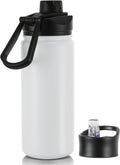 16 oz Insulated Water Bottle with Straw Lids, Stainless Steel Kids Water Bottles for School, Double Wall Vacuum Metal Water Bottle with Straw & Wide Mouth Lid, White 1 Pack