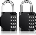 ZHEGE Combination Lock Outdoor 2 Pack, 4 Digit Resettable Weatherproof Combination Padlock for Gym, School, Gates, Doors, Hasps Storage (Black, 2Pack)