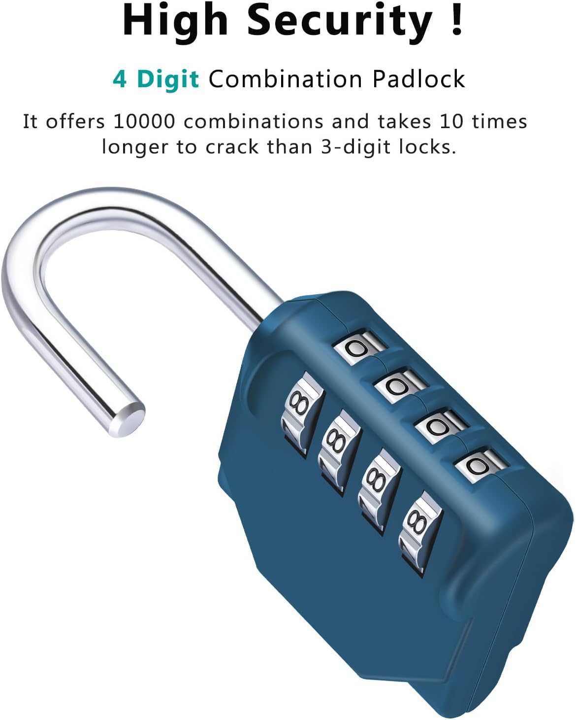 ZHEGE Combination Lock, 4 Digit Combination Padlock Outdoor, School Lock, Gym Locks (Peacock Blue)