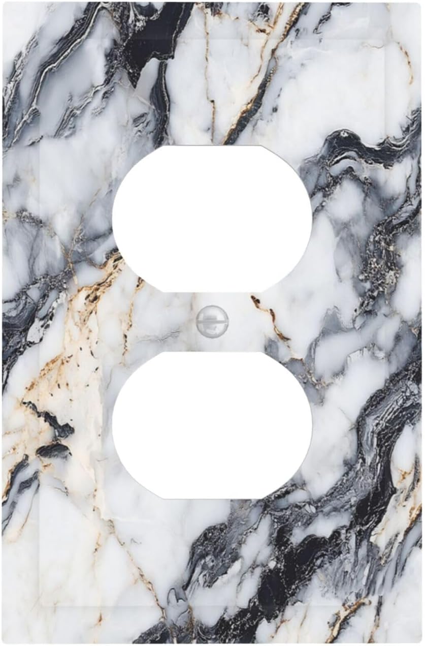 Outlet Covers Black Gold Marble Abstract Modern Luxury 1 Gang Duplex Light Switch Cover Plate Decorative Switch Plate Covers Electrical Socket Cover for Bedroom Home Decor