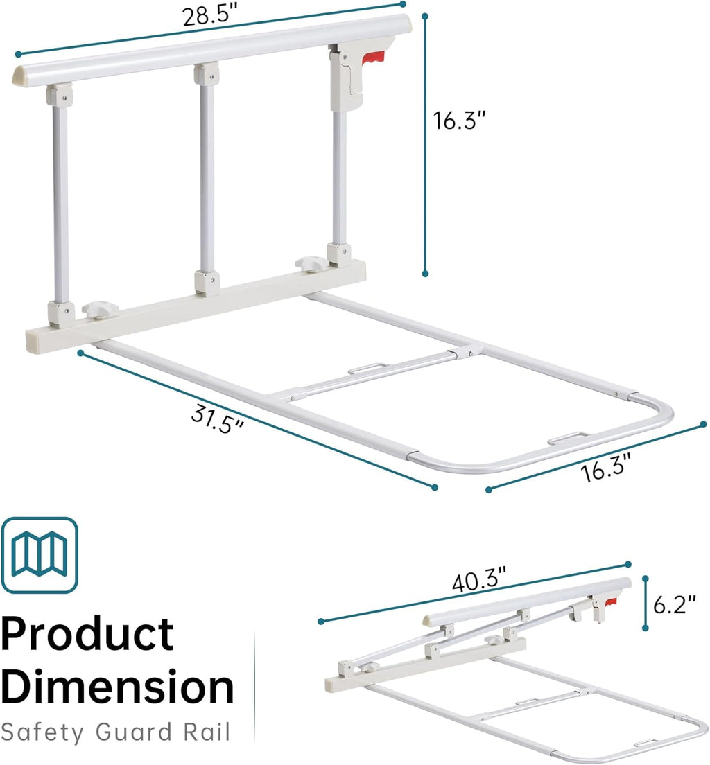 ELENKER Bed Safety Rail, Folding Bed Assist Handle Adjustable Medical Hospital Assistive Devices Bed Railing for Elderly Seniors Adults,28.5"x16.3"