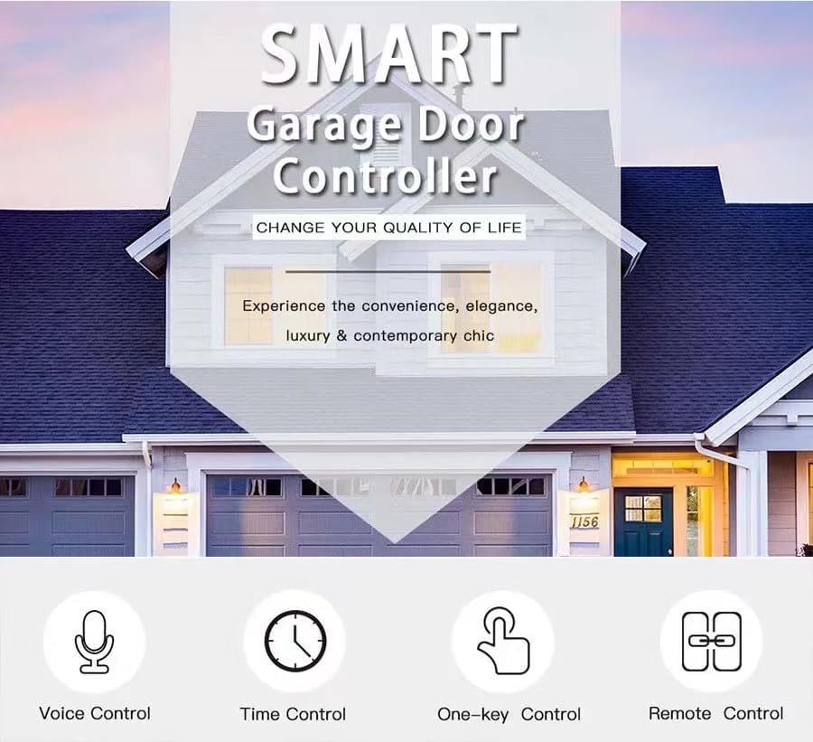 Tuya Smart WiFi 5V garage door opener controller Garage Open Close Monitor,wireless APP Remote Control Magnetic Door sensor,Compatible with Alexa Echo Google Home