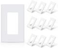 ELEGRP 1-Gang Screwless Decorator Wall Plates, Standard Size Unbreakable Thermoplastic Faceplate Cover for Decorator Receptacle Outlet Switch, UL Listed (10 Pack, Glossy White)
