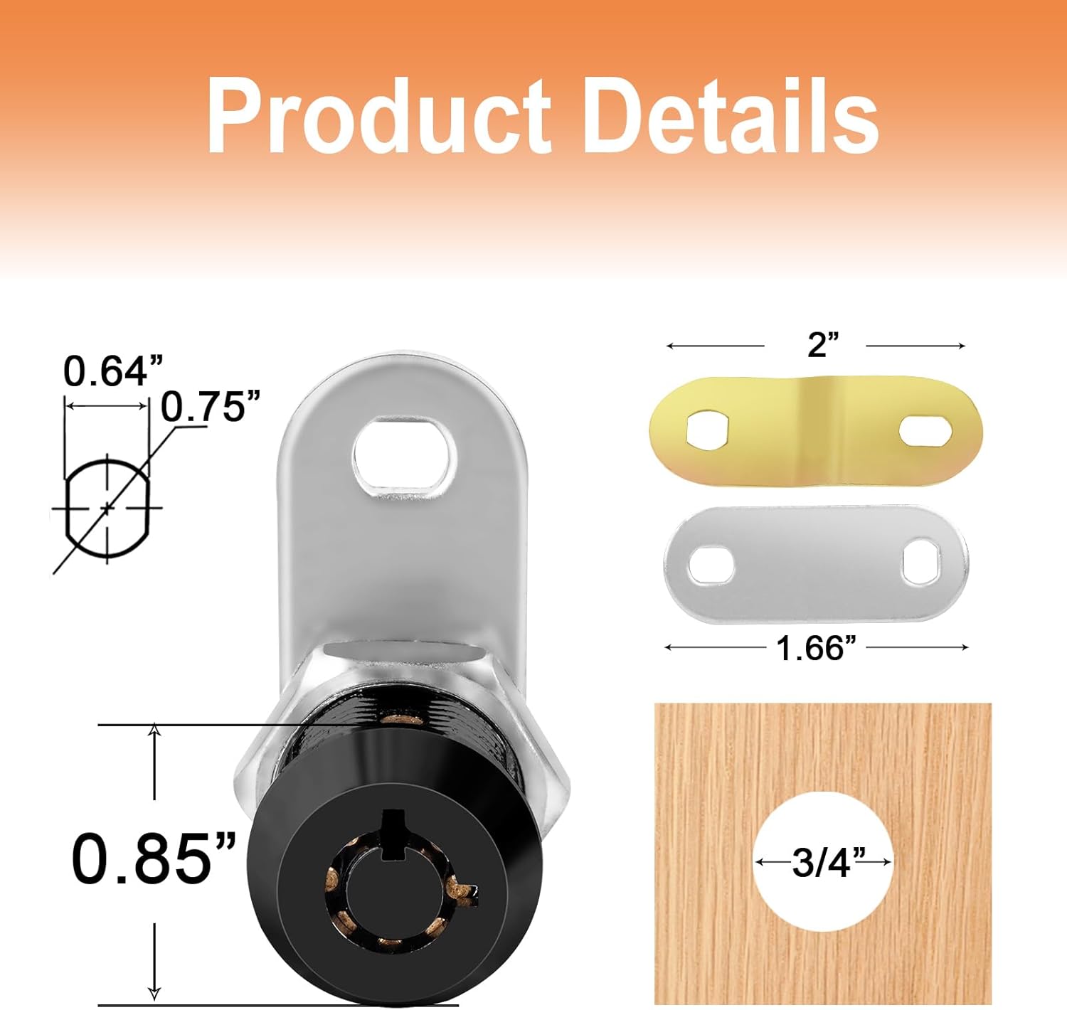 Toolbox Lock Cam Locks with Keys Black RV Storage Lock Keyed Alike,5/8 Inch 8pcs RV Compartment, Camper, Trailer, Vending Machine Replacement Set with 16 Keys(8, Black 5/8 Inch)