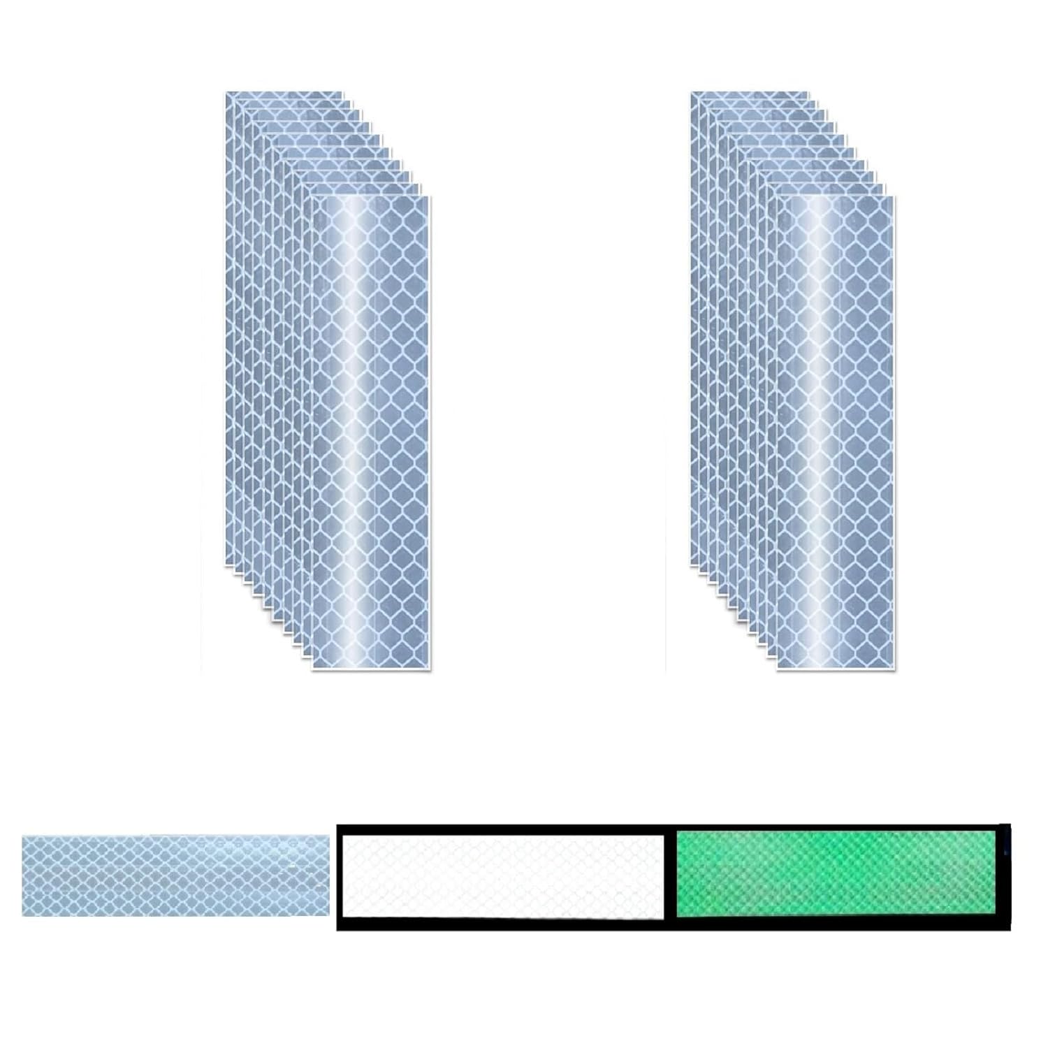 Glow in The Dark Reflective Stickers 1 inch X 4 inch for Bikes, Outdoor Waterproof High Visibility Reflector (20 Pcs)