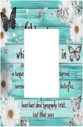 Teal Butterfly Daisy Rustic Wooden Signs Decorative Outlet Covers 1 Gang Single Rocker Light Switch Cover Plate Wall Plates Gfci Faceplate For Farmhouse Cabin Decor