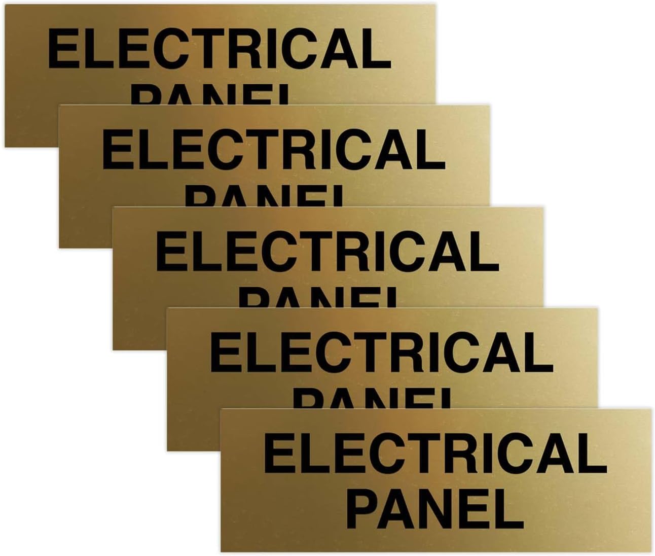 All Quality Basic Electrical Panel Sign - Fire Regulation Safety Compliance Sign - Brushed Gold - Medium (5 Pack)