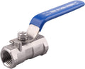 DERNORD Stainless Steel Ball Valve 1PC Type 0.25" NPT Standard Port for Water, Oil, and Gas (1/4 Inch Ball Valve)