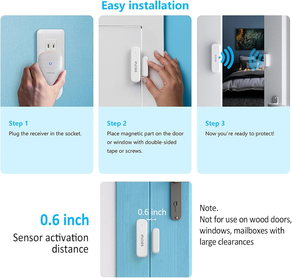 SECRUI Door Chime, Door Open Sensor Chime for Business/Home When Entering, Adjustable Volume, Easy Installation, 400ft Range, 52 Chimes, M508+D7