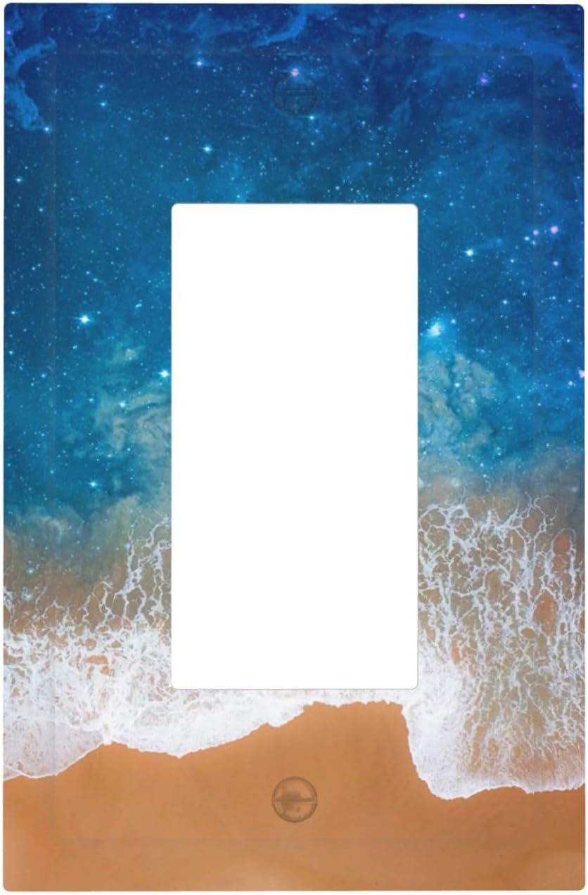 Outlet Covers Blue Sea Ocean Beach Waves 1 Gang Wall Plates Single Rocker Light Switch Covers Decorative Switch Plates Electrical GFCI Panel Covers for Home Office Decor 5 X 3 IN