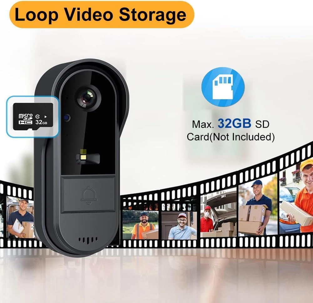 Door Bell Camera Wireless No Subscription with Monitor for Apartment, Timbre con Camara 1080P No App/WiFi Needed, Video Intercom 2-Way Talk,Waterproof Door Bell with Recording & Night Vision