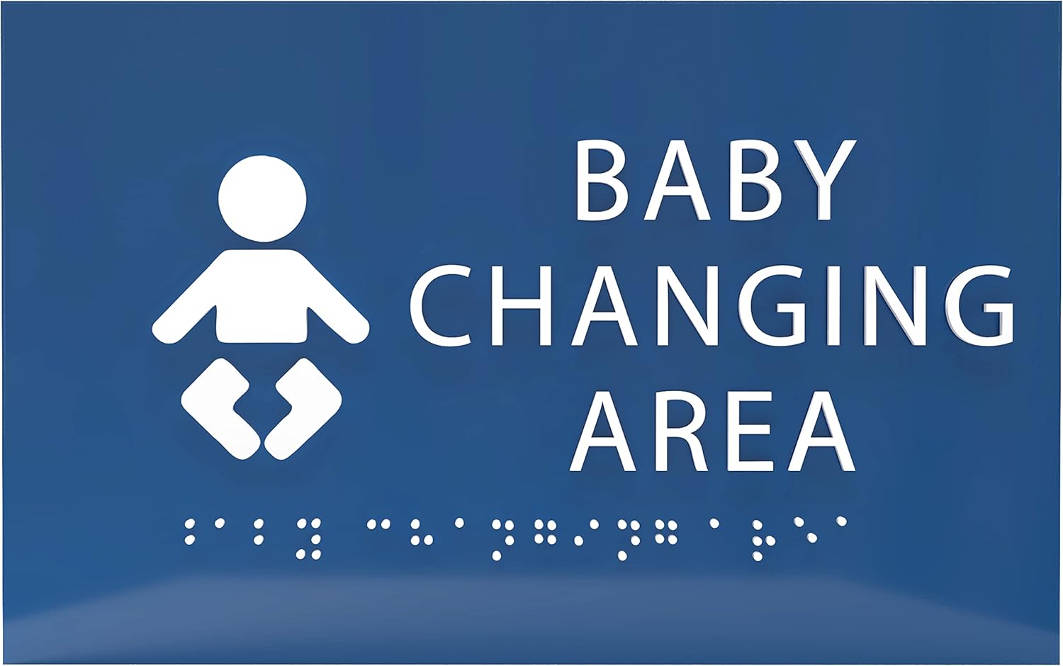 6" X4" Baby Changing Area Sign | Tactile Graphics Grade 2 Braille Text Baby Care Sign| ADA Compliant Wall Mount Plastic Restroom Sign for Hospital, Offices, Clinics and Apartments