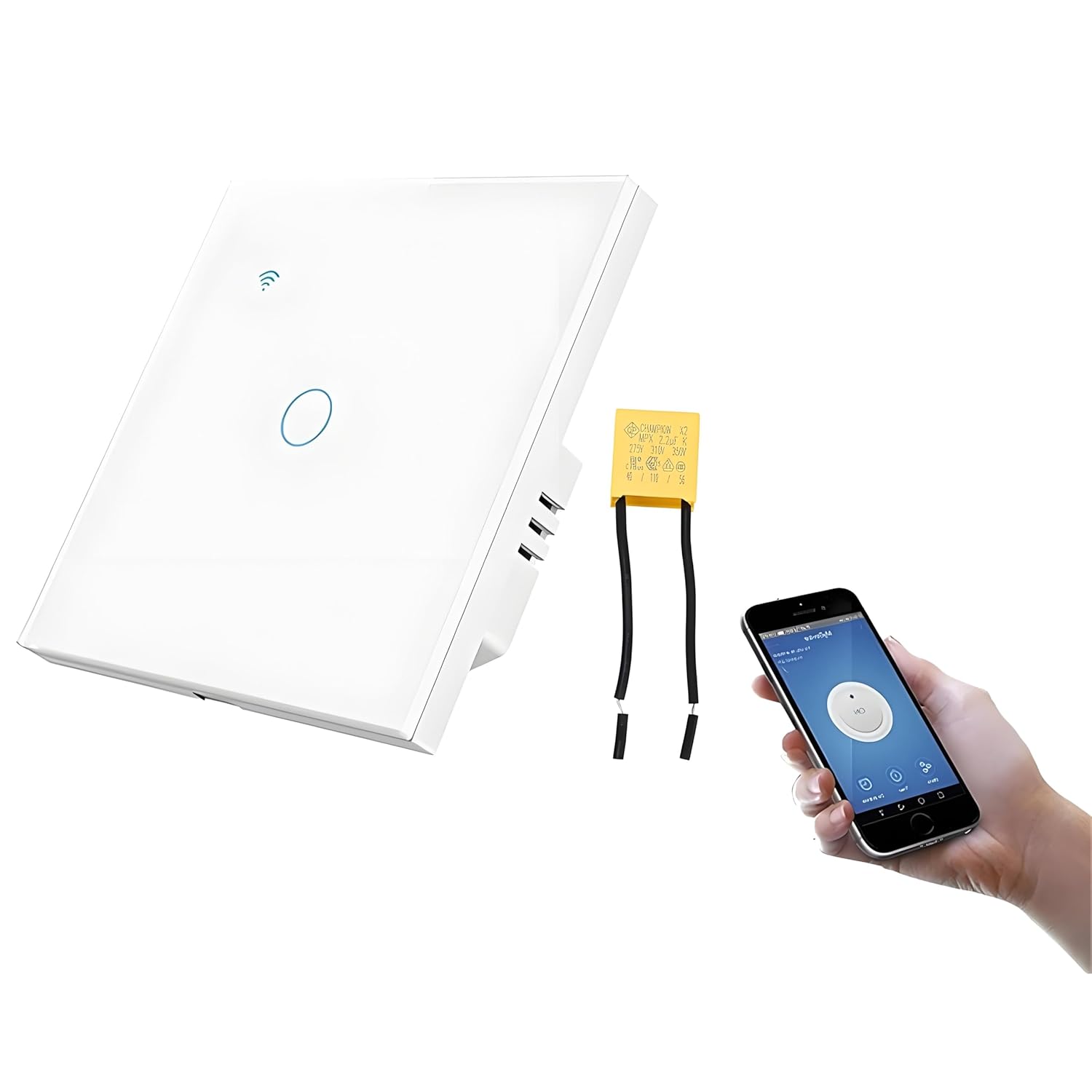 Smart Dimmer Light Switch 10A AC80-260V Wi-Fi Touch Remote Control Glass Panel RF Voice Assistant for TUYA (White)