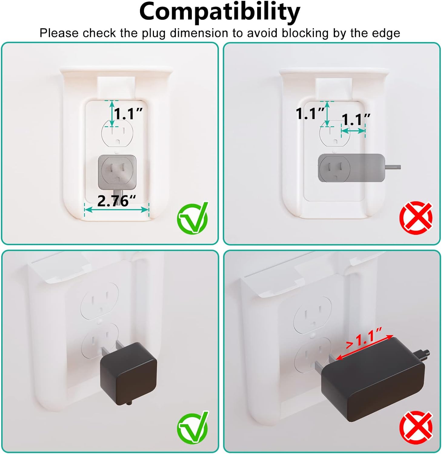 WALI Outlet Shelf Wall Holder, Bathroom Shelf up to 10lbs Standard Vertical Duplex Wall Organizer for Smart Home Decor Space Saving Power Tools, Toothbrush (OLS001-W), 1 Pack, White