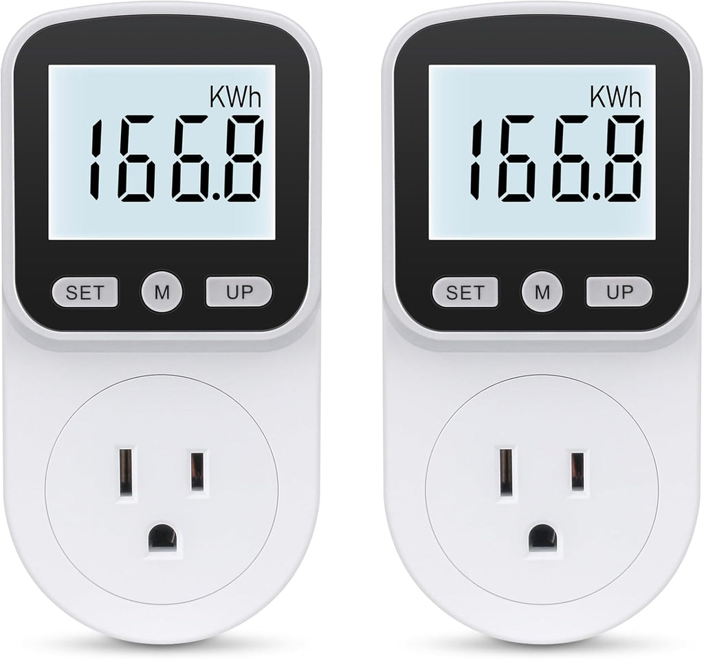 2 Pack Watt Meter Power Meter Plug Home Energy Monitor Electricity Usage Monitor, Electrical Usage Monitor, Energy Voltage Amps Meter Tester with Backlight, Overload Protection, 8 Display Modes