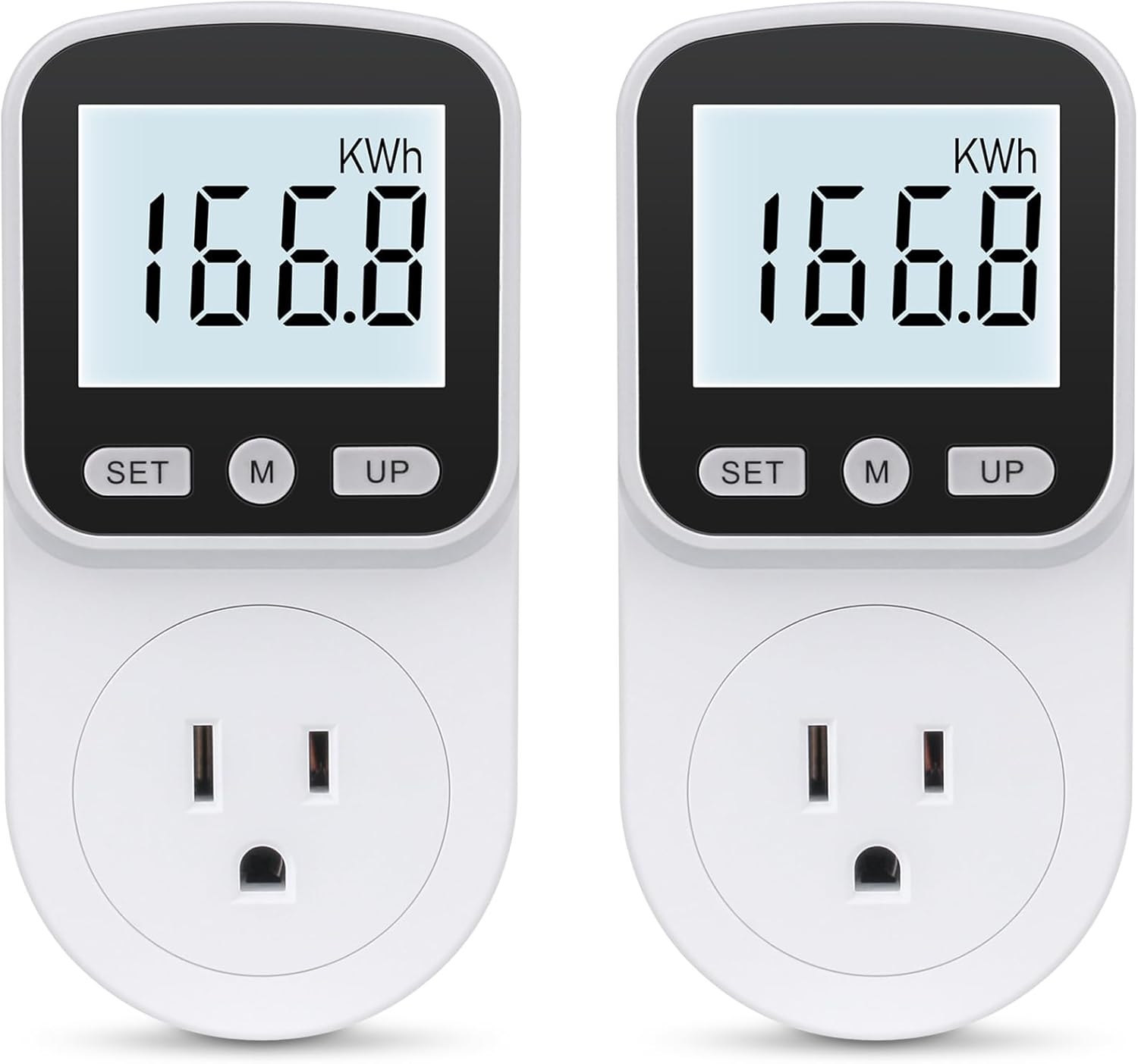 2 Pack Watt Meter Power Meter Plug Home Energy Monitor Electricity Usage Monitor, Electrical Usage Monitor, Energy Voltage Amps Meter Tester with Backlight, Overload Protection, 8 Display Modes