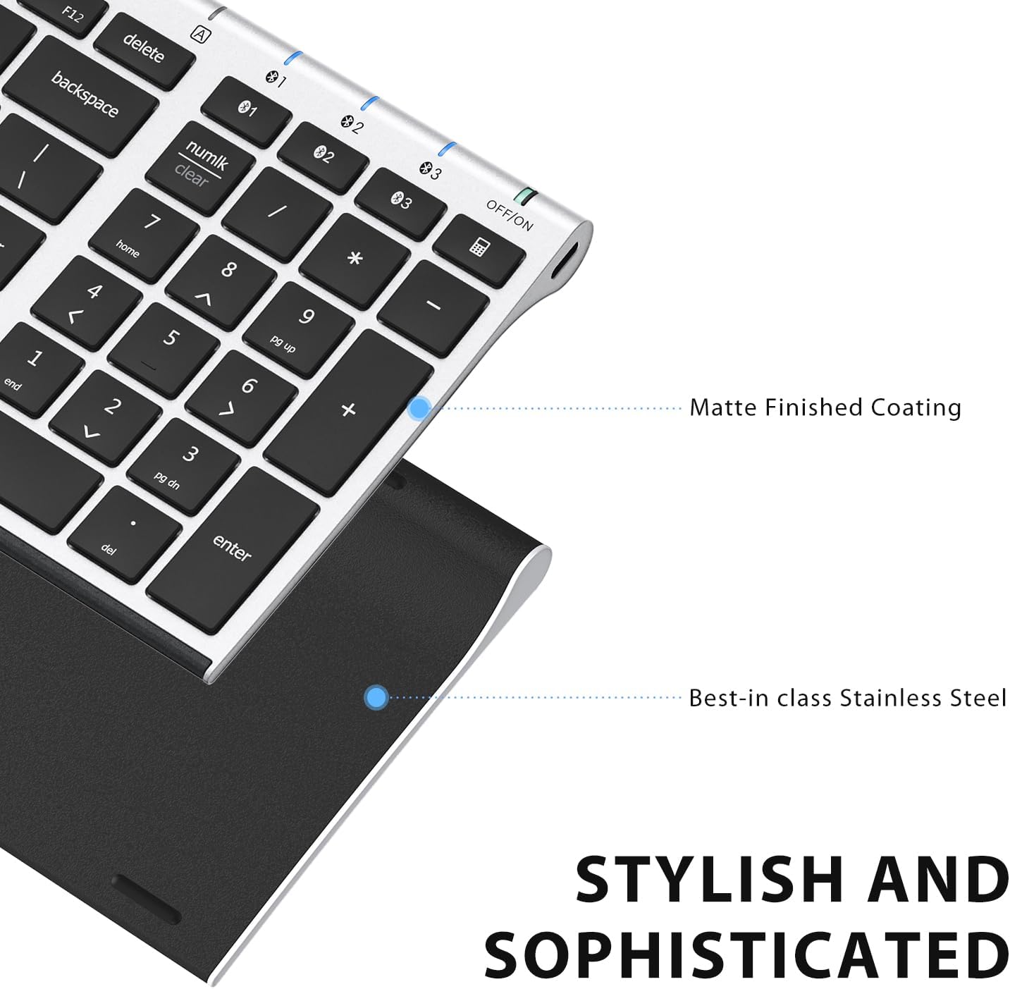 iClever BK10 Bluetooth Keyboard, Wireless Rechargeable Ultra-Slim Keyboard with Long Battery Life, Compatible with iOS, Android, Windows, Mac for iPad, Tablet, Laptop, PC, Phone (Silver Black)