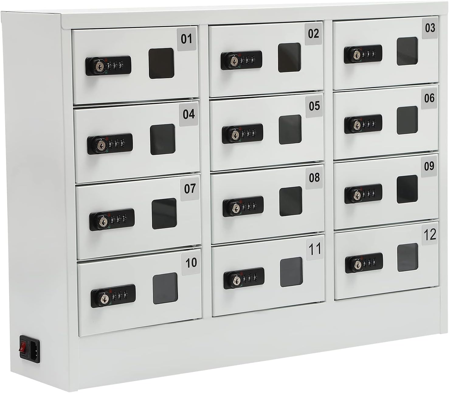 Cellphone Charging Station with Combination Lock, 12 Slots Cellphone Locker Mobile Device Phones Storage Pocket with 3-in-1 Charging Ports for Office Classroom Hotel (12 Slots)