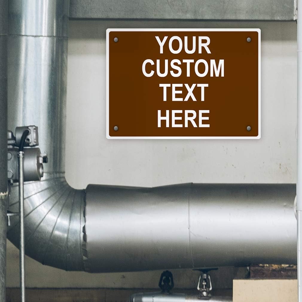 Aluminum Weatherproof Metal Sign Multiple Sizes Custom Personalized Text Here Brown White Recreational Horizontal Street Signs 10x7Inches