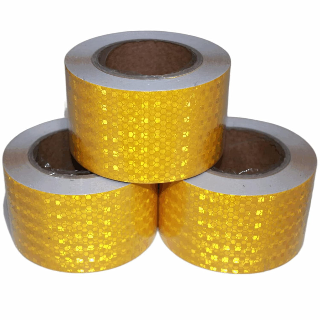 Yellow Reflective Tape 3 inch Wide, Outdoor Waterproof High Visibility Warning Industrial Marking Tape, Safety Stickers (68 feet,3 Rolls)