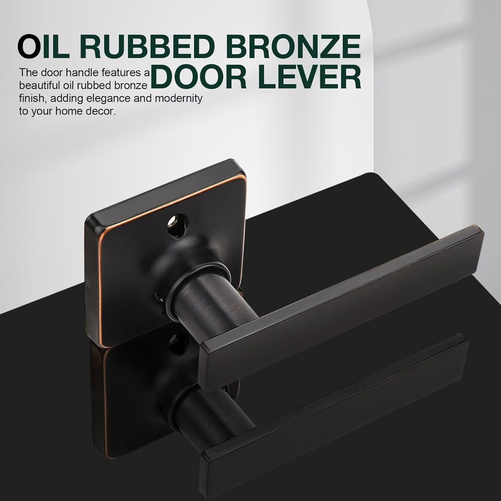 GOBEKOR 1 Pack Oil Rubbed Bronze Door Handles Interior Single Dummy Door Handle for Closets Keyless Bronze Lever Interior Closet Door Levers