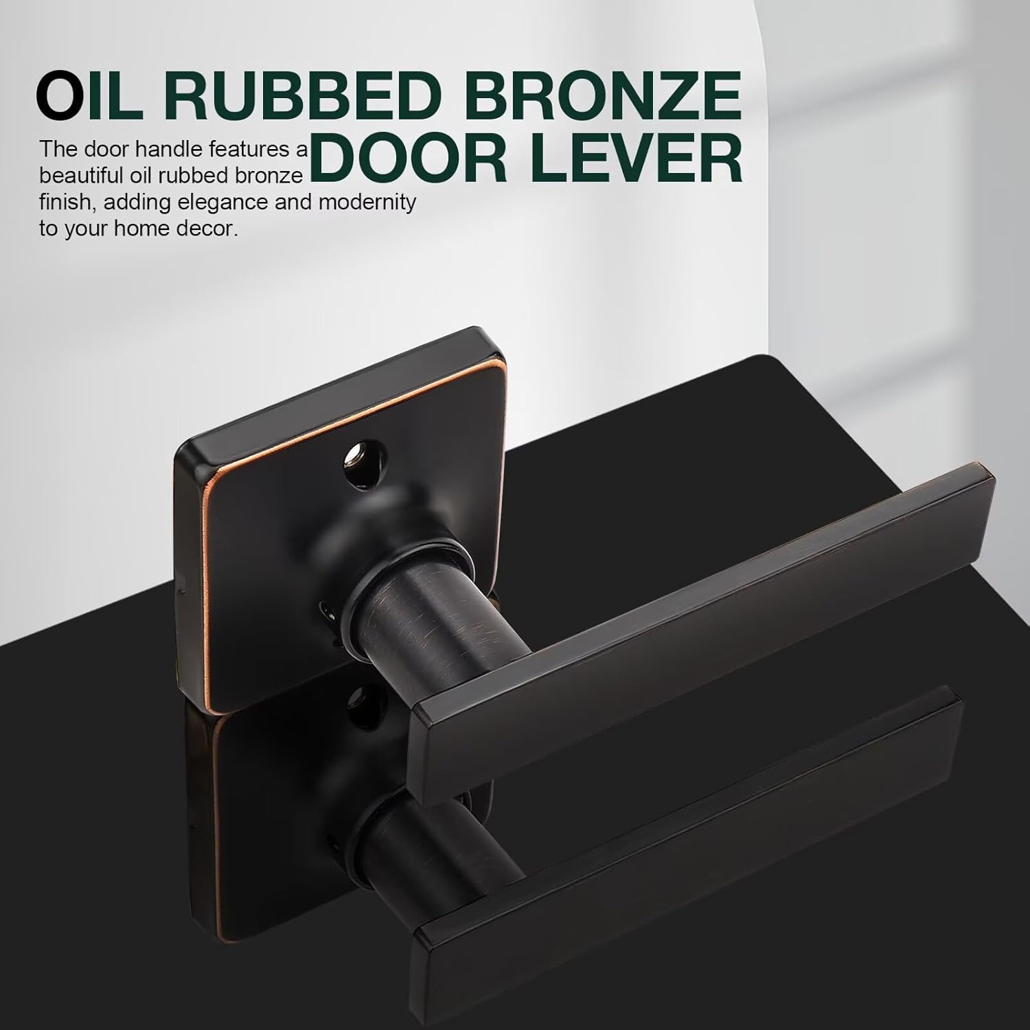 GOBEKOR 6 Pack Oil Rubbed Bronze Door Handle Single Dummy Door Handles Bronze Keyless Half Dummy Door Levers Interior Lever Door Handle for Closets Square Door Knobs