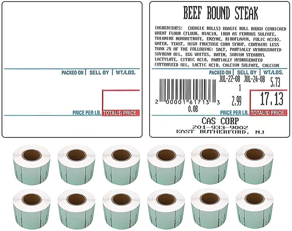 VisionTechShop LST-8020 Printing Scale Label, 58 x 60 mm, UPC/Ingredients 12 Rolls of 500 Labels