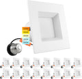 LUXRITE 16 Pack 4 Inch Square Recessed LED Can Lights, CCT Color Temperature Selectable 2700K | 3000K | 3500K | 4000K | 5000K, Dimmable Recessed Lights, 750 Lumens, CRI 90, Energy Star, Wet Rated