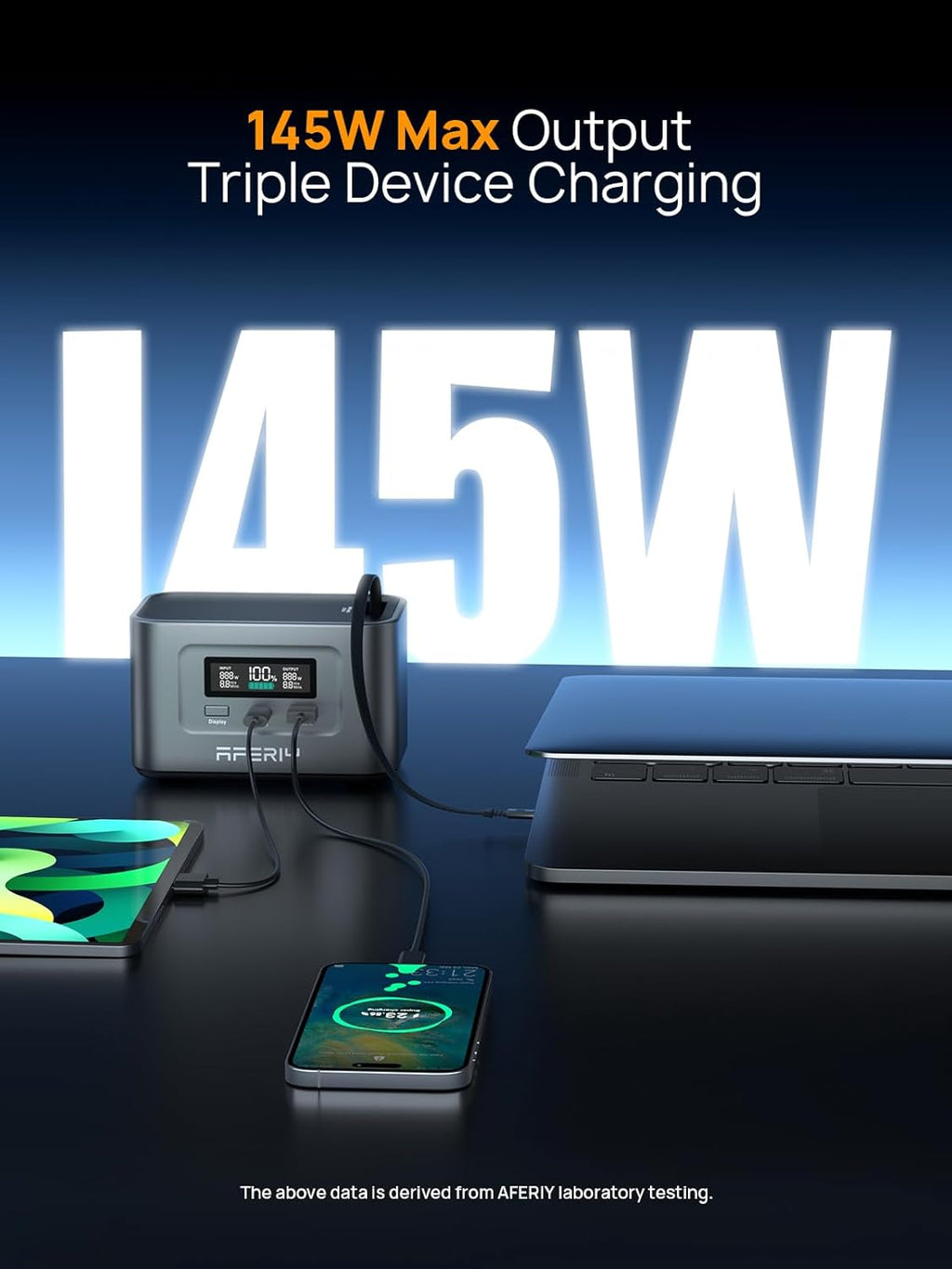 AFERIY 31000mAh Power Bank Station,100W PD3.0 Laptop Portable Charger, 145W Total Fast Charging,LiFePO4 Battery Pack 3000+ Cycles for MacBook Pro/Air/ipad/iPhone 17/16/Samsung S24/Dell/HP and More