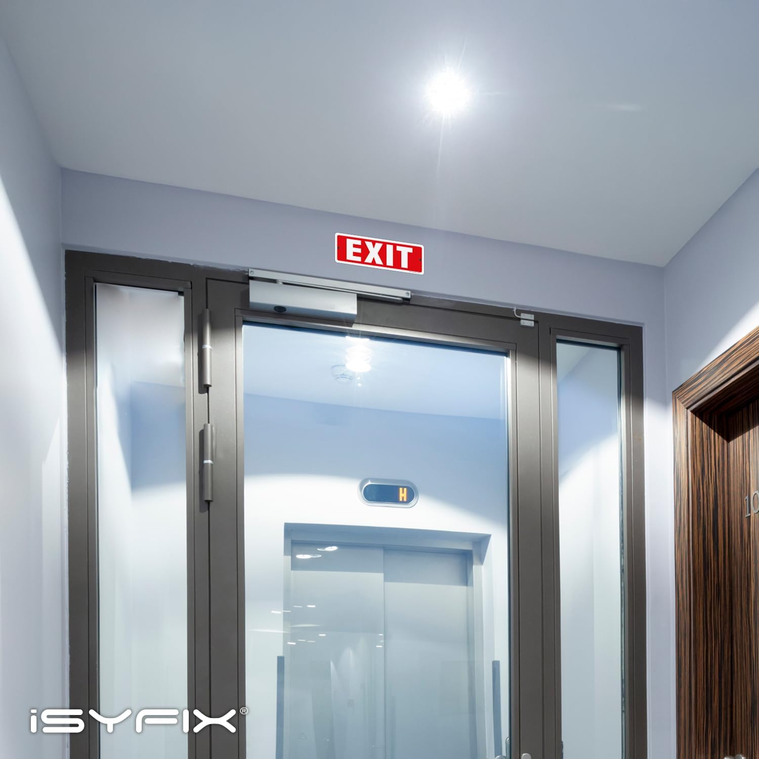 iSYFIX Exit Sign – 2 Pack 12x4 Inch – 100% Rust Free .040 Aluminum Signs, Laminated for Ultimate UV, Weather, Scratch, Water and Fade Resistance, Indoor and Outdoor, Exit Signs for Exterior.