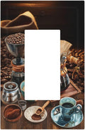 Decorative Outlet Covers Retro Coffee Maker Beans Cup 1 Gang Single Decora GFCI Device Light Switch Covers Plate 1 Rocker Wall Plate Jumbo Faceplate for Kirchen Decor