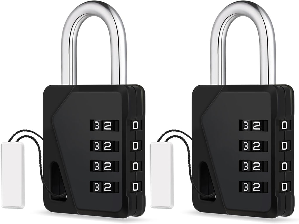 ZHEGE Locker Locks with Code for School, Gym, Work, Small Padlocks Combination with DIY Name Badges - Easy to Read & with Big White Number (Black, 2 Pack)