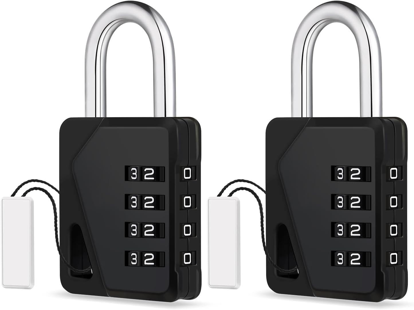 ZHEGE Locker Locks with Code for School, Gym, Work, Small Padlocks Combination with DIY Name Badges - Easy to Read & with Big White Number (Black, 2 Pack)